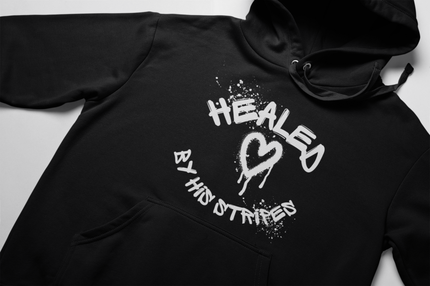 Healed By His Stripes Graffiti Sweatsuit - black + metallic white