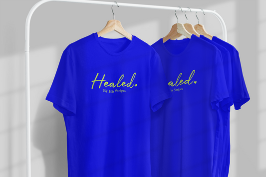 Healed By His Stripes (royal blue, electric green)
