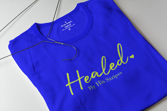 Healed By His Stripes (royal blue, electric green)